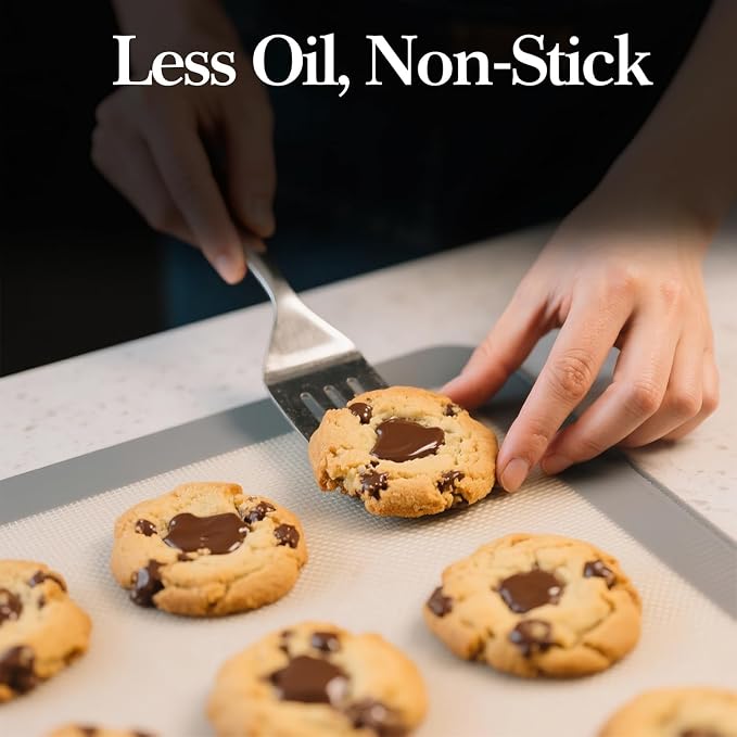 4 Pcs Silicone Baking Mat Fits Small Quarter Sheet Pans | Reusable Liners For Nonstick Baking, Easy Cleanup, For Cookies, Veggies And Pastry, Grey