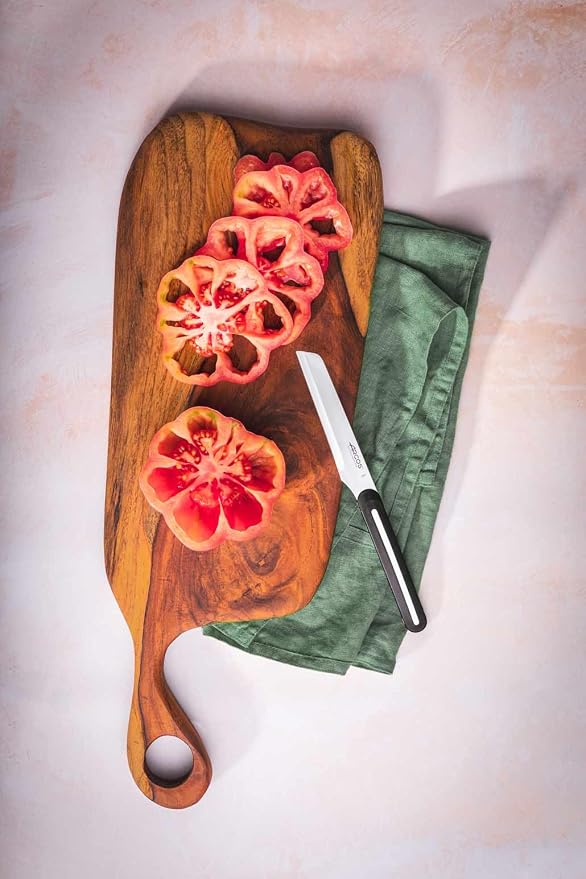 Arcos Paring Knife 4 Inch Stainless Steel. Table Knife for Peeling Fruits and Vegetables. Ergonomic Polypropylene Handle. Suitable for all types of food. Series B-Line. Color Black and White.