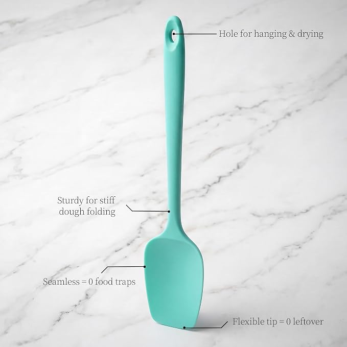 600ºF Heat Resistant Silicone Spatula Spoonula Set of 2, Aqua Sky | High Heat Food Safe Kitchen Use Scraper for Cooking Baking Mixing Scraping Stirring Cake Nonstick Cookware Pan Bowl