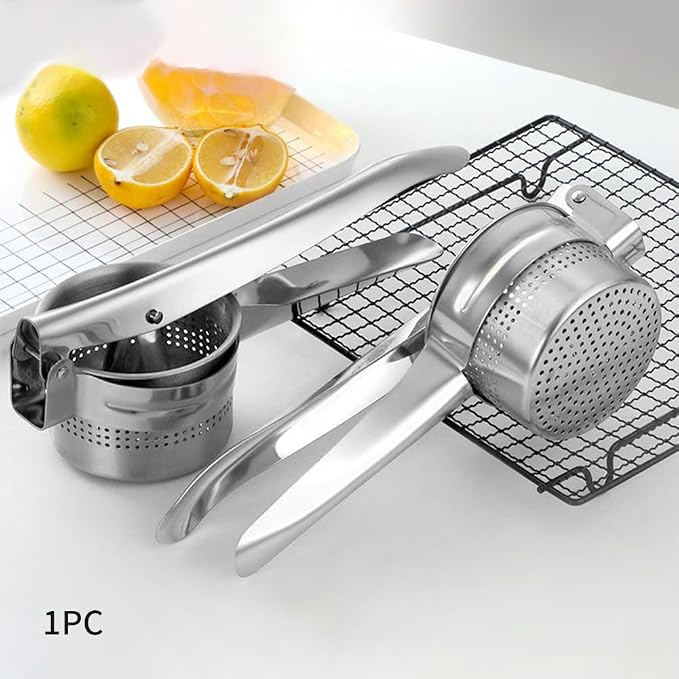 Potato Ricer, Stainless Steel Potatoes Shredder, Heavy Duty Potato Masher Kitchen Tool for Smooth and Fluffy Mashed Potatoes/Puree/Fruit/Juice(COLOR:silver)