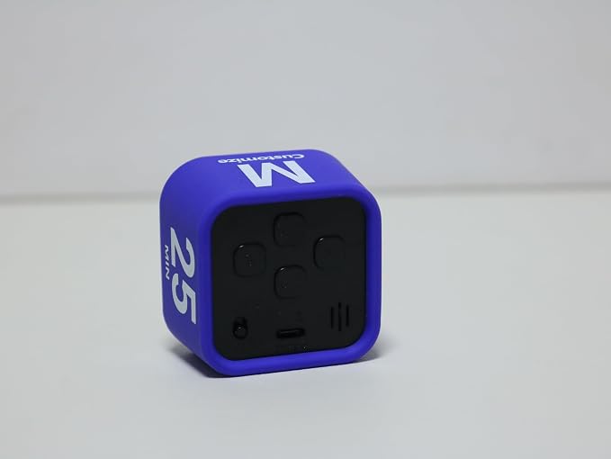 Rotating Cube Pomodoro Visual Timer 5, 25, 10 50 Minutes Preset, Rechargeable Desk Productivity Flip Timer w/Silicone Cover, Custom Countdown, Silent Mode for ADHD, Study, Work, School(Purple)