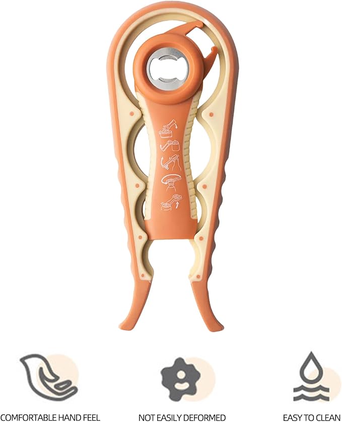 Bottle Opener for Arthritic Hand,Jar Opener for Old People, Children, Women, Those with Weak Hands,Multifunctional Kitchen Gadgets (A-Orange)
