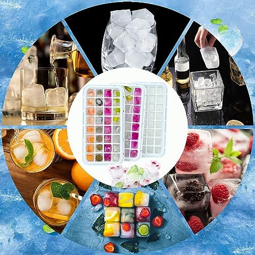 Ice Cube Trays 3 Pack, Silicone Ice Cube Trays for Freezer, Easy-Release Silicone 32 Ice Cube Trays, LFGB Certified and BPA Free, Reusable IceCubes for Freezer, Stackable Ice Trays with Covers