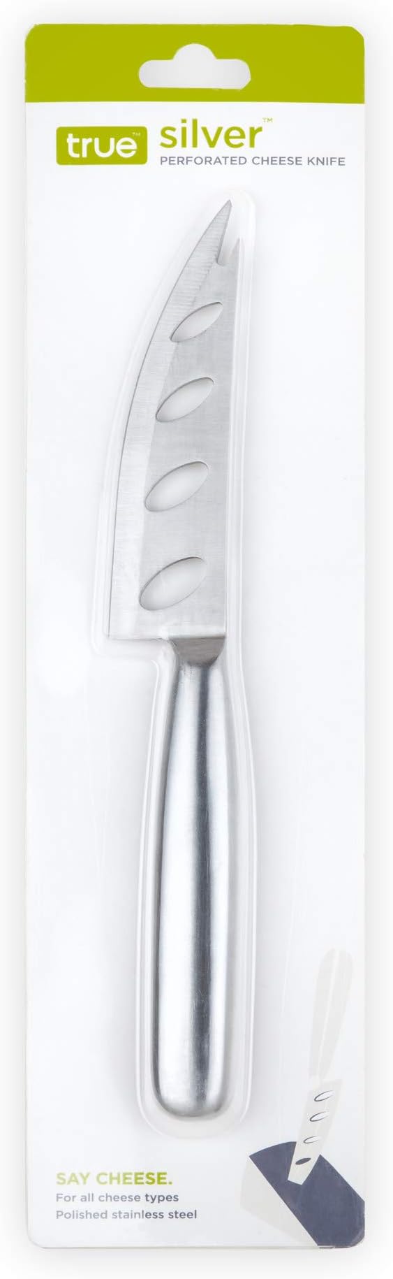 True Silver Perforated Stainless Steel Cheese Knife for Game Night Dinner BBQ Party, Charcuterie Boards Accessories, Home Kitchen Essentials, Set of 1