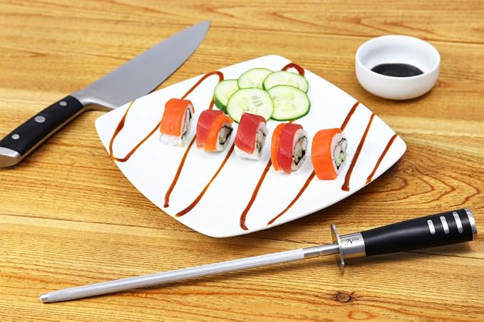 Professional Honing Steel 12”, Magnetized for Safety, No Rust, No Cheap Plastic! Noble’s Knife Sharpener Has an Oval Handle for a Firm Grip and is Built For Daily Use, Perfect for Chefs!