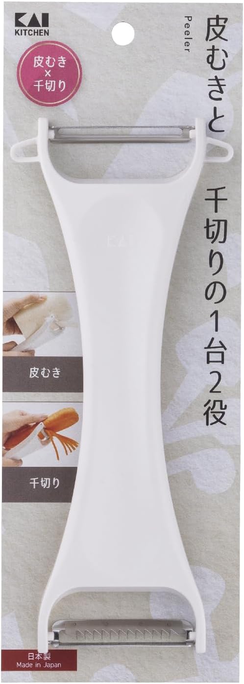 Kai Corporation KAI KITCHEN DH8014 Peeler, Julienne, Both Uses, Peeler, Julienne, Potato, Sprout Remover, White, Made in Japan