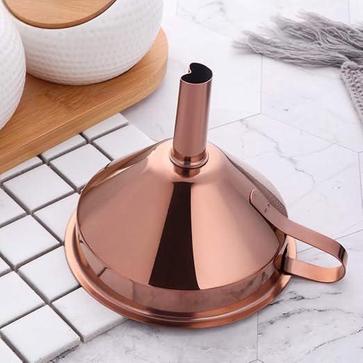 Buyer Star 2PCS Funnel with Detachable Filter,18/8(304) Stainless Steel, Food Grade Metal Kitchen Funnels (Rose Gold)