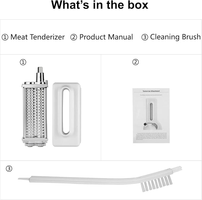 Meat Tenderizer Attachment for All KitchenAid Stand Mixers, Dishwasher Safe | Stainless Steel Rollers, Even Meat Tenderizing, Improved Marinade Absorption, Fits Boneless Meat up to 2 cm Thick