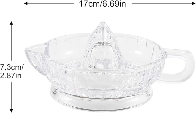 Glass Lemon Squeezer, Citrus Juicer Manual Hand Squeezer with Handle and Pour Spout, Clear Lemon Manual Extractor Small Handheld Orange Juicer