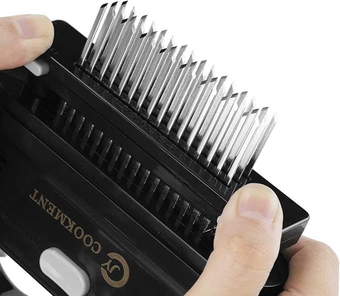 JY COOKMENT Meat Tenderizer Tool with 48 Stainless Steel Ultra Sharp Needle Blades, Detachable Kitchen Cooking Tool Best For Tenderizing, BBQ, Marinade
