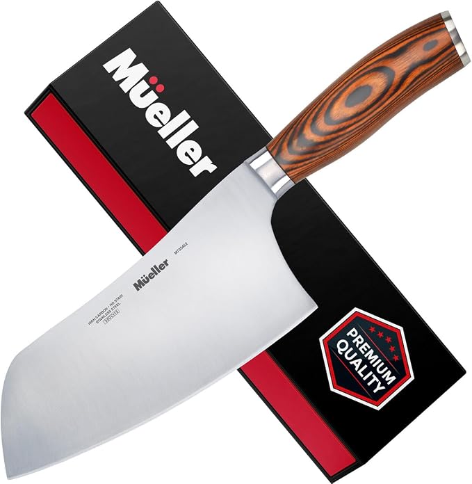 Mueller Cleaver Knife 7 Inch, Ultra Sharp German High Carbon Steel Vegetable Meat Cleaver, Multifunction Chopper Butcher Knife for Home Kitchen and Restaurant