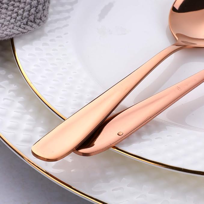 Buyer Star Bouillon Spoon Sets, 7-Inch Round Soup Spoons, Stainless Steel Finished Table Dinner Spoons