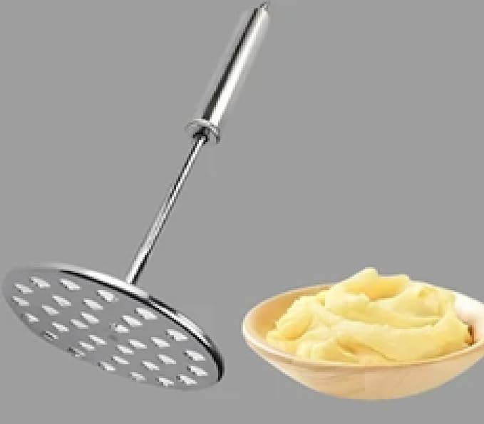 Heavy Duty Stainless Steel Potato & Vegetable Masher – Durable Kitchen Tool for Pav Bhaji, Baby Food, Fruits & More