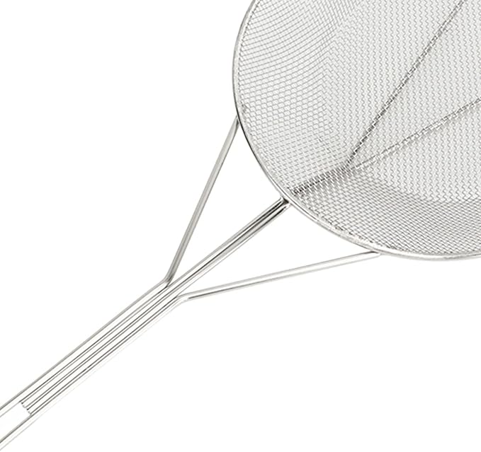 Strainer Skimmer, Stainless Steel Fryer Skimmer Ladle with Long Handle Fine Mesh Strainer Skimmer for Kitchen Deep Fryer, Skimming Grease and Foam(6.7x19.7in)