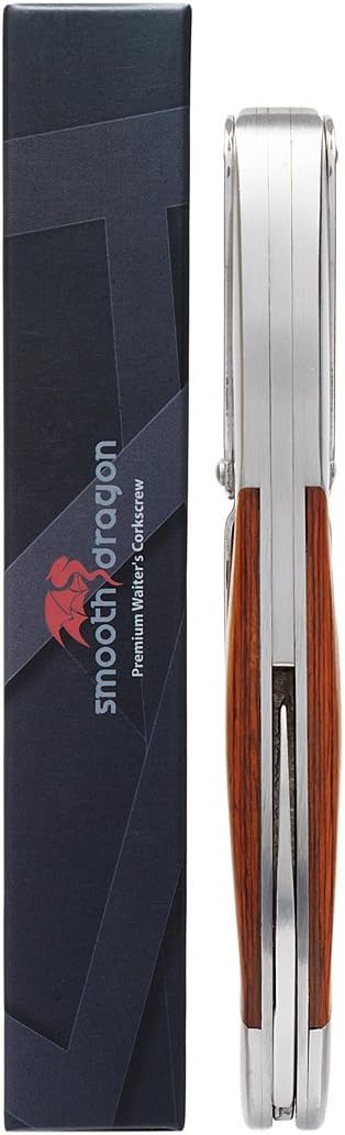 Premium Waiters Corkscrew - 3 in 1 Stainless Steel Wine Opener with Rosewood Pull Tap Handle Bottle Opener and Serrated Foil Cutter