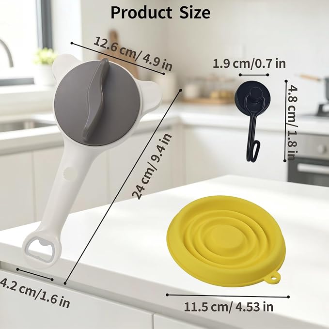 Jar Opener for Weak Hands, Seniors with Arthritis, 4-in-1 Multi-Purpose Lid Opener Includes Magnetic Hook & Rubber Gripper for Jars, Bottles and Beer Caps (Beige)