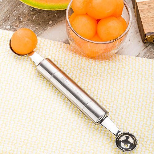 Restaurantware Met Lux 8 Inch x 1.20 Inch Melon Baller 1 Double Sided Mellon Ball Scoop - Dual Non-Slip Handle Stainless Steel Fruit Scooper For Evenly Scooping Fruits