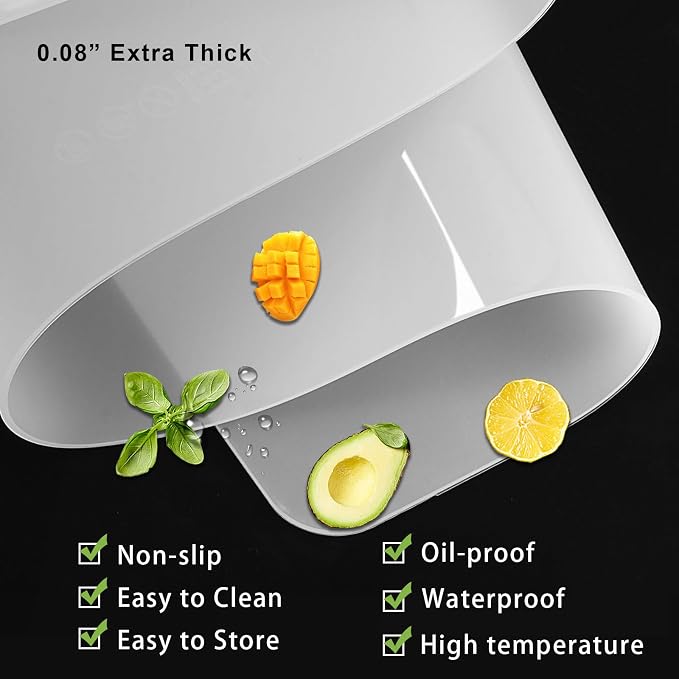 Food-Grade Silicone mat๏ผ2MM Extra Thick Silicone Mats for Kitchen Counter, 25.6" x17.7" Non-Slip Waterproof Large Countertop Protector Mat, Heat Resistant Mat, Silicone Placemat (Translucent)