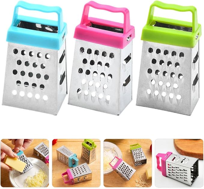 Abaodam 6Pcs Mini Cheese Grater Professional Box Grater Stainless Steel Box Grater Cheese Grater with 4 Sides for Kitchen Slicer Cheese Ginger Vegetable