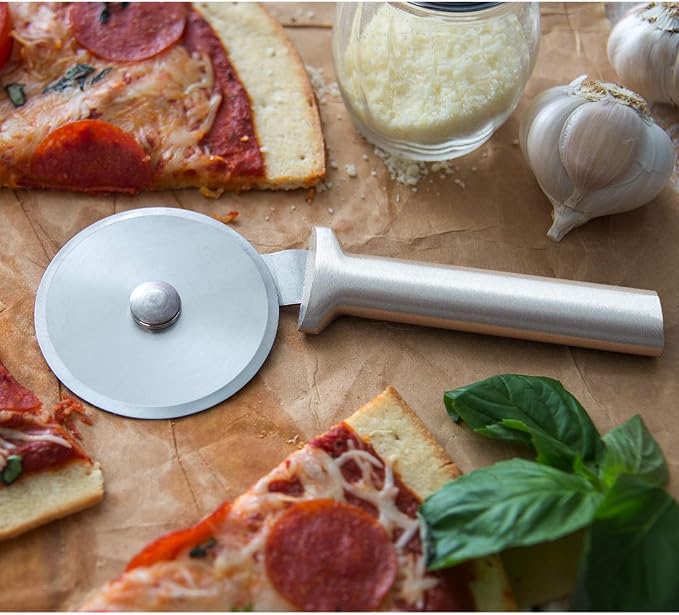Rada Cutlery Pizza Cutter (R121), 3" Stainless Steel Wheel, Silver Handle, Pack of 2