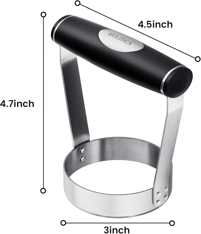 HULISEN Plain Edge Food Chopper, 3 Inch Manual Hand Chopper Dicer, Stainless Steel Round Handheld Food Cutter with Grip Handle, Chop Cabbage, Boiled Egg, Nut, Fruit, Vegetable, Meat for Salad