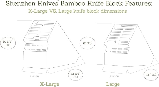 Shenzhen Knives 20 Slot Knife Block without Knives - Solid Wood Core Bamboo Veneer - Large 8x5.25x11 Inch Countertop Knife Holder Organizer and Kitchen Storage