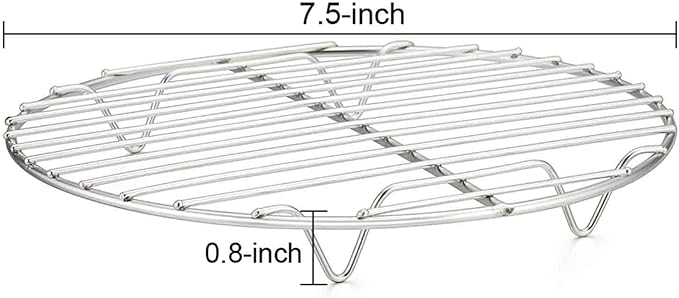 TeamFar Round Cooling Rack Set of 4, 7½ Inch Round Baking Steaming Roasting Rack Set Stainless Steel for Pot Air Fryer, Healthy & Mirror Finish, Dishwasher Safe & Rustproof