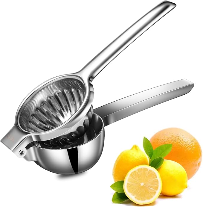 Upgrated Lemon Squeezer, Stainless Steel Manual Hand Juicer For Citrus Lime | Extra Large Heavy Duty Squeezer Makes Juicing Lemons, Limes & Oranges Fast & Easy