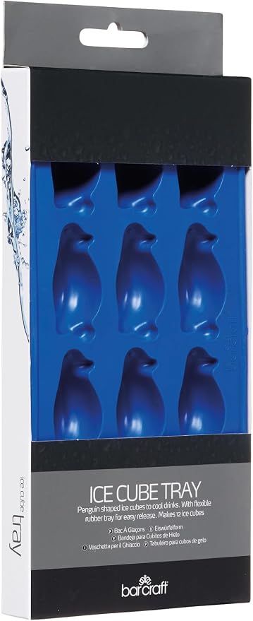 BarCraft KCBCICEPENG Silicone Ice Cube Tray with Novelty Penguin Moulds, Blue, 26 x 12cm