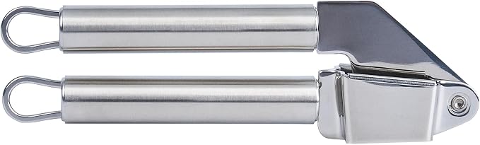 Restaurantware Stainless Steel Garlic Press - German Standard Garlic Mincer Tool Easy to Squeeze and Clean, Dishwasher Safe - Heavy Duty Garlic Chopper Tool for Ginger, Seeds