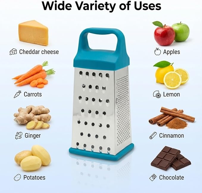 Signamio 5 in 1 Grater Stainless Steel Box, Vegetable Slicer for Kitchen - Multi-Function Carrot Grater Machine, Premium Stainless Steel Design for Effortless and Efficient Food Preparation