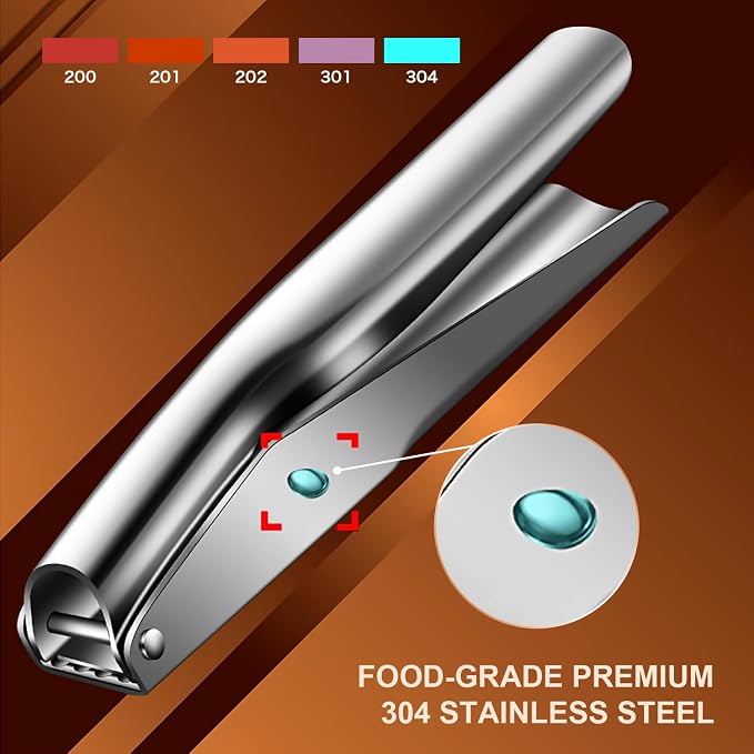 Garlic Press Stainless Steel, Garlic Crusher, Dishwasher Safe | 304 stainless steel, no peeling, ergonomic handles, dishwasher safe, 5 cm chamber
