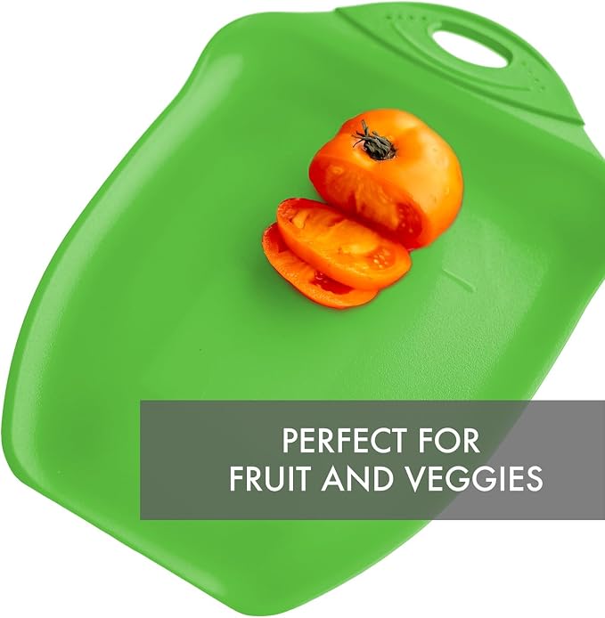 Dexas Chop & Scoop Cutting Board, 9.5 x 13 Inch, Solid Green, BPA-Free Dishwasher Safe Kitchen Prep Board with Handle
