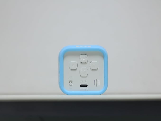 Rotating Pomodoro Cube Visual Timer 5, 25, 10 50 Minutes Preset, Rechargeable Desk Productivity Flip Timer w/Silicone Cover Custom Countdown, Silent Mode for ADHD, Study, Work, School(Blue)