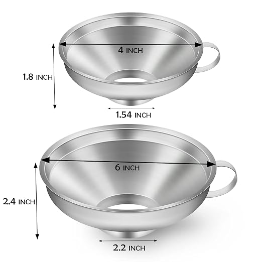 2 Pack Canning Funnel Stainless Steel Wide Mouth Funnel with Handle for Wide and Regular Mason Jars