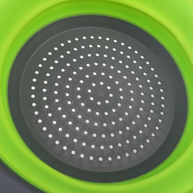 2 Collapsible Colander Mixing Bowl Strainer and Colander Set Silicone Colander Bowls Use for Draining Fruits Vegetables and Pastas by Bellagione (Green)