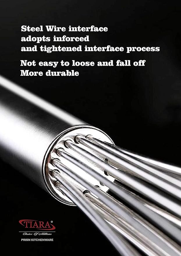 TIARA - Piano 3pc Whisks for Cooking, 3 Pack Stainless Steel Whisk for Blending, Whisking, Beating and Stirring, Enhanced Version Balloon Wire Whisk Set (7+8+10)inch