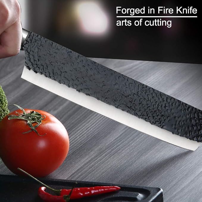 6 Pieces Black Professional Chef Knife Set with Stainless Steel Cutlery | BBQ Knife Set, Ergonomic Design Handle, Gift Box for Festival, Kitchen Essential
