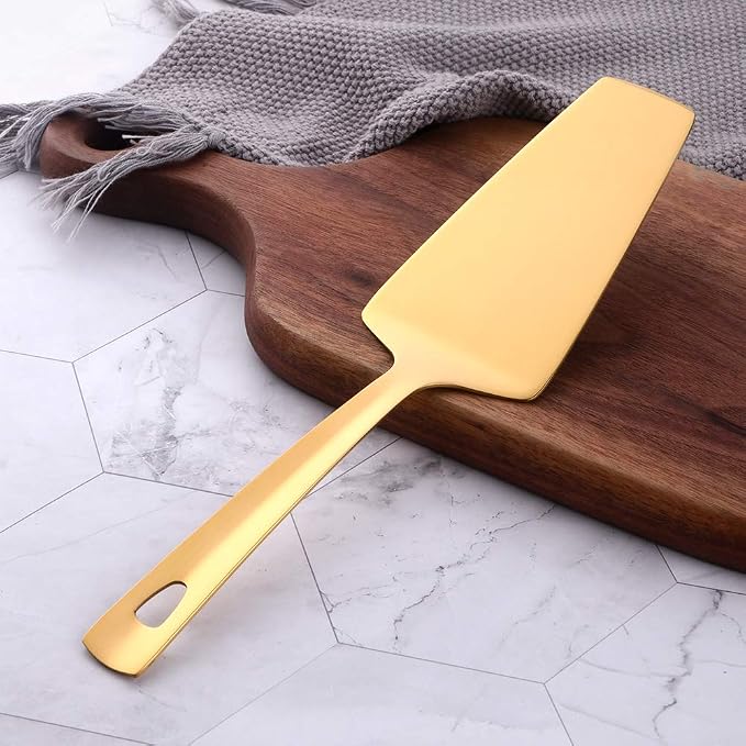 Stainless Steel Whisks Beating Stirring, Egg-Separators, Cake Shovels, Grill Basting Brush with 1 Pack Back Up Silicone Brush Heads, Baking Tool, Set of 5 -Gold