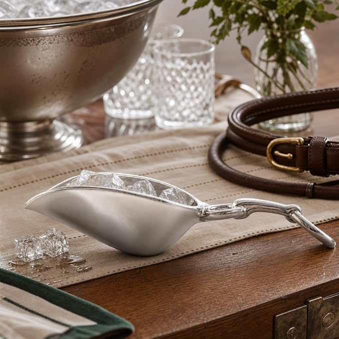 Arthur Court Equestrian Bit Handle Ice Scoop - Sand Casted and Hand Polished Aluminum - Perfect for Serving Ice and Dry Goods - 8 Inch Long