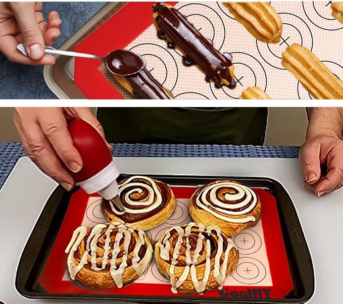 Silicone Macaron Baking Mat, Quarter Sheet (11.8 x 8.5 In), 3 Pack | Non-stick, Heat-resistant, Reusable, For Oven, Toaster, Baking Pan, Air Fryer
