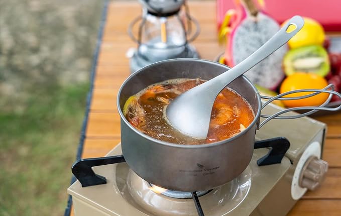Boundless Voyage Titanium Long Handle Ladle Soup Spoon Thickeness Tableware Porridge Stew Sauce Deep-bowled Ladle Scoop Kitchen Cooking Utensils
