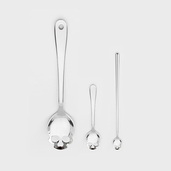 Suck UK - Skull Bar Spoon, Cocktail Spoon & Long Spoons, Gothic Latte Spoons Or Sundae Gothic Home Decor & Goth Homeware, Cocktail Stirrers & Swizzle Sticks, Goth Gifts Skull Gifts