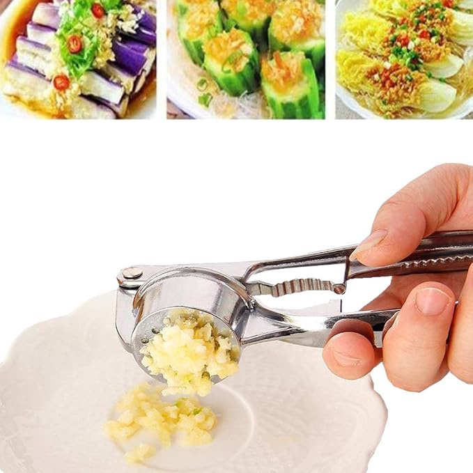 The sturdy design of garlic cloves press, garlic press can extract more garlic paste. Free stainless steel finger guard (large, round)