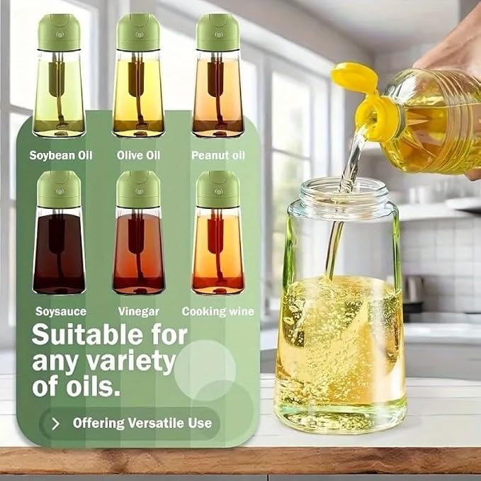 Oil Sprayer & Dispenser | 16oz / 470ml | 2-in-1 | Food-Grade | For Cooking/Air Fryer/BBQ | Black