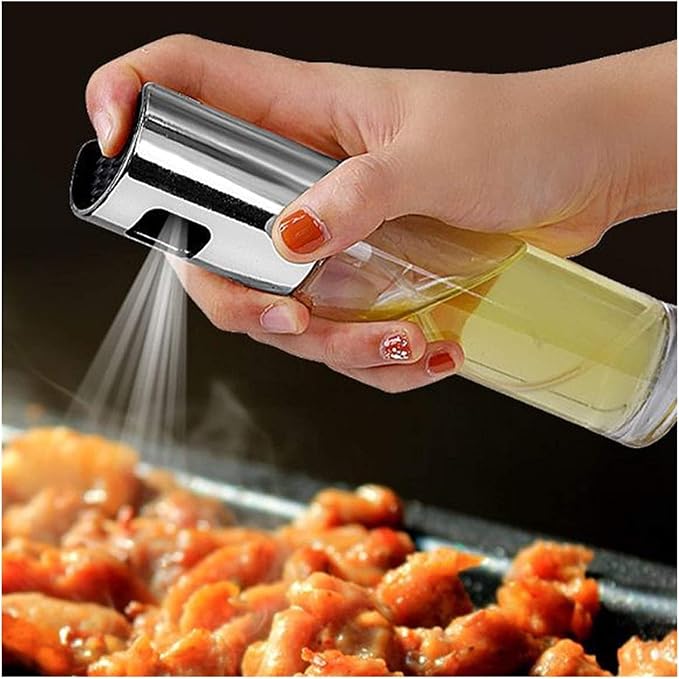INF Oil sprayer bottle, stainless steel and glass spray bottle for oil / vinegar, 100 ml