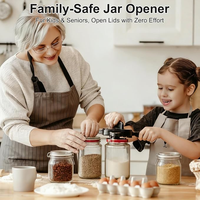 jar openers for seniors,4-in-1 Can Opener for Weak hands,Fits Kitchen Jars with Two Non-Slip Grip, Bottles & Can with Non Slip Rubber Jar opener Gripper Pad