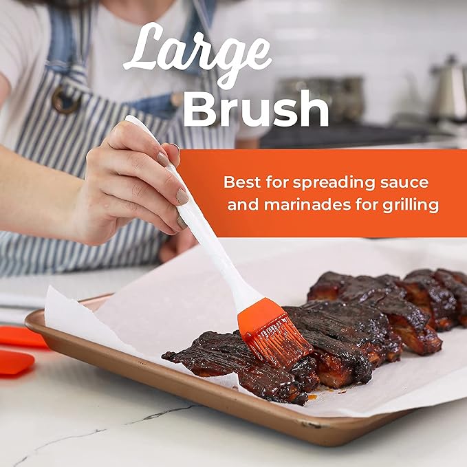 Utoolmart Silicon Basting Brush, Wooden Handle Heat Resistant Pastry Brushes, Spread Oil Butter Sauce Marinades for BBQ Grill Barbeque & Kitchen Baking, Cooking 1pcs
