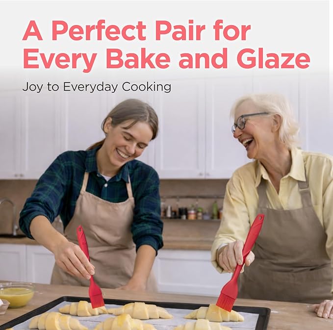 Kitchen Mama WaltzGrip Platinum Silicone Basting Pastry Brush, Red | Heat-Resistant, For Cooking, Baking, Grilling, Spreading Oil or Butter, Dishwasher-Safe