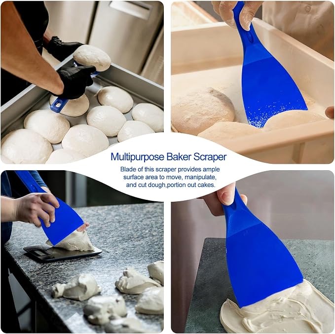 LRui Kitchen Professional Pizza Dough Scraper dough spatula,plastic flexible strip handle dough scraper.(blue)